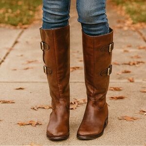 Gabor Verano 31.503.28 Brown Leather Long Boots with buckles